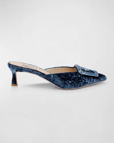 BADGLEY MISCHKA ABIGAYL VELVET BUCKLE MULE PUMPS