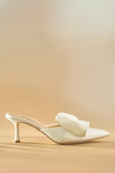 Badgley Mischka Alaya Pointed-toe Mule Heels In White