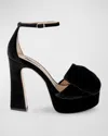 Badgley Mischka Alora Ii Platform Sandals Black Velvet In Black