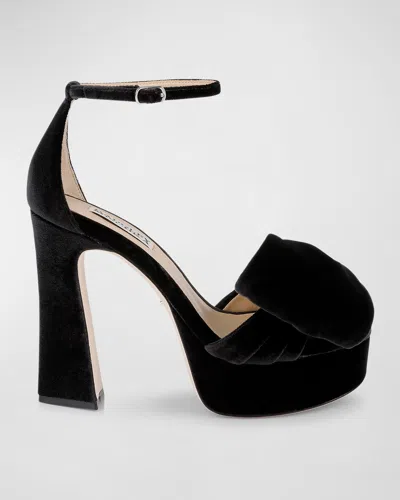 BADGLEY MISCHKA ALORA SILK BOW PLATFORM SANDALS