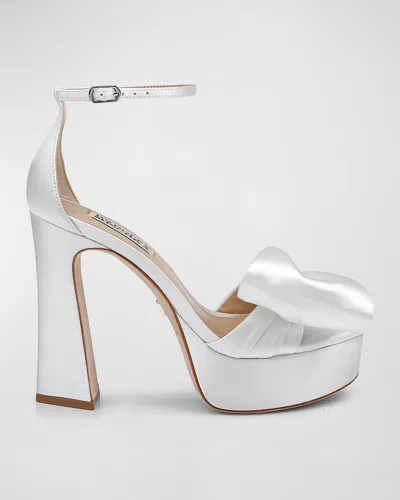 BADGLEY MISCHKA ALORA SILK BOW PLATFORM SANDALS