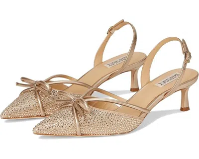 Badgley Mischka Angelina Pump Women's Champagne Rhinestone Kitten Heels Ver590 In Neutral
