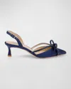 Badgley Mischka Collection Angelina Slingback Pointed Toe Kitten Heel Pump In Midnight (navy)