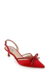 Badgley Mischka Collection Angelina Slingback Pointed Toe Kitten Heel Pump In Red
