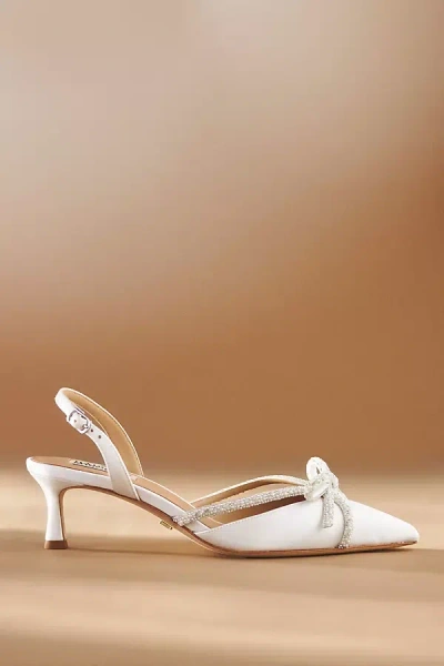 Badgley Mischka Angelina Slingback Kitten Heels In White