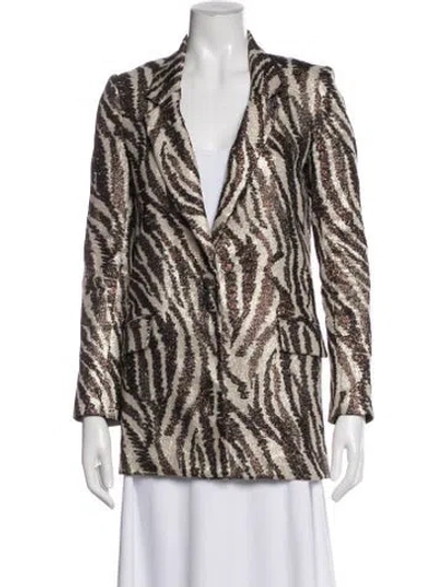Pre-owned Badgley Mischka Animal Print Blazer In Black