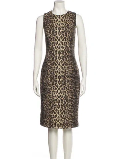 Pre-owned Badgley Mischka Animal Print Midi Length Dress In Multi