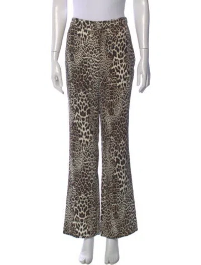 Pre-owned Badgley Mischka Animal Print Wide Leg Pants In Neutral