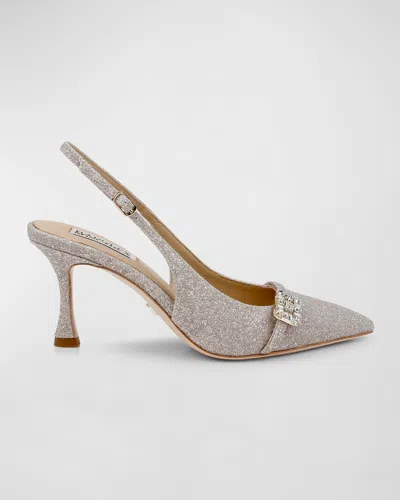 Badgley Mischka Collection Annmarie Slingback Pointed Toe Pump In Champagne