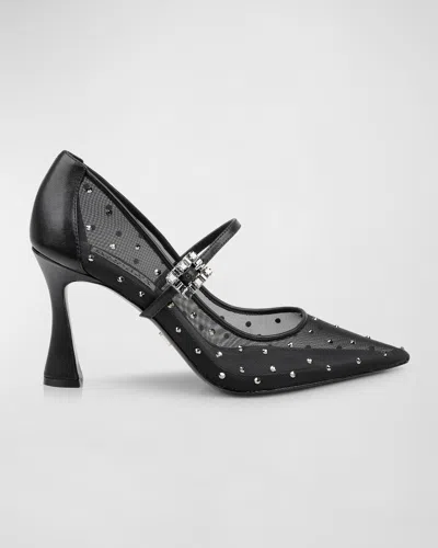 BADGLEY MISCHKA ANTONIA CRYSTAL MESH MARY JANE PUMPS