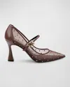 Badgley Mischka Collection Antonia Ii Pointed Toe Mary Jane Pump In Brown