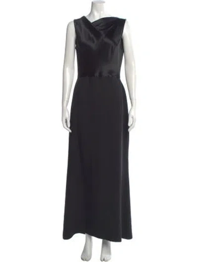 Pre-owned Badgley Mischka Asymmetrical Long Dress In Black