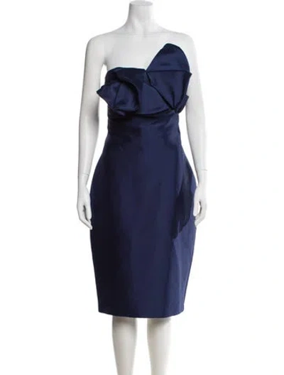 Pre-owned Badgley Mischka Asymmetrical Mini Dress In Blue