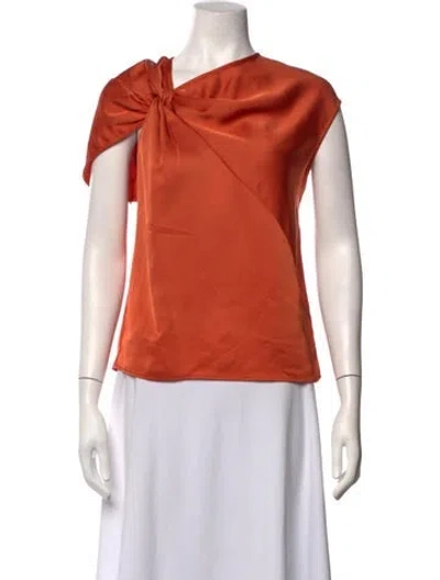 Pre-owned Badgley Mischka Asymmetrical Sleeveless Top In Orange