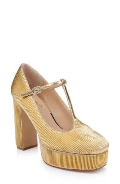 Badgley Mischka Banks T-strap Platform Pump In Gold