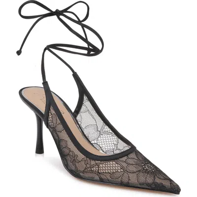 Badgley Mischka Bari Ankle Wrap Mesh Pump In Black