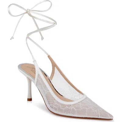 Badgley Mischka Bari Ankle Wrap Mesh Pump In White