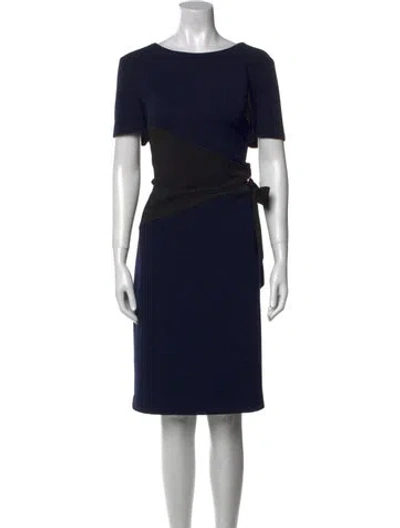 Pre-owned Badgley Mischka Bateau Neckline Knee-length Dress In Black