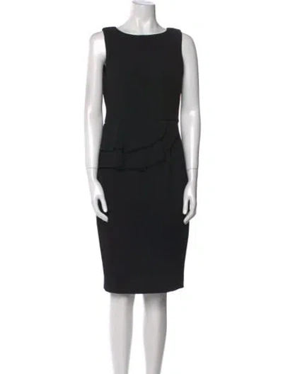 Pre-owned Badgley Mischka Bateau Neckline Knee-length Dress In Black
