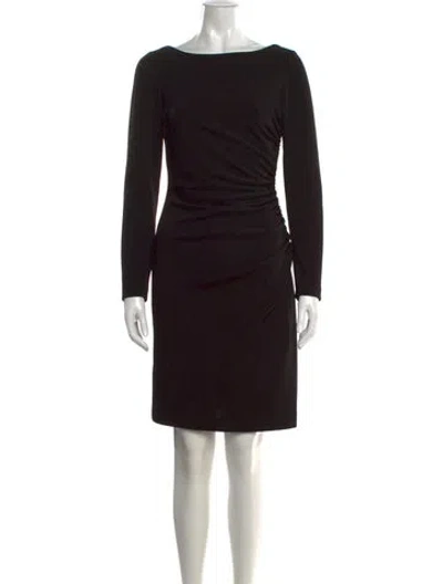Pre-owned Badgley Mischka Bateau Neckline Knee-length Dress In Black