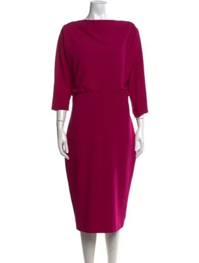 Pre-owned Badgley Mischka Bateau Neckline Knee-length Dress In Purple