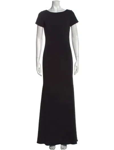 Pre-owned Badgley Mischka Bateau Neckline Long Dress In Black