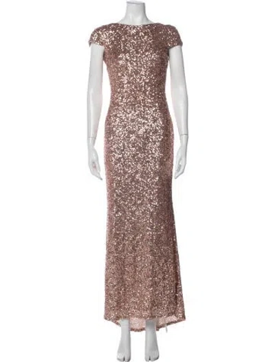 Pre-owned Badgley Mischka Bateau Neckline Long Dress In Multi