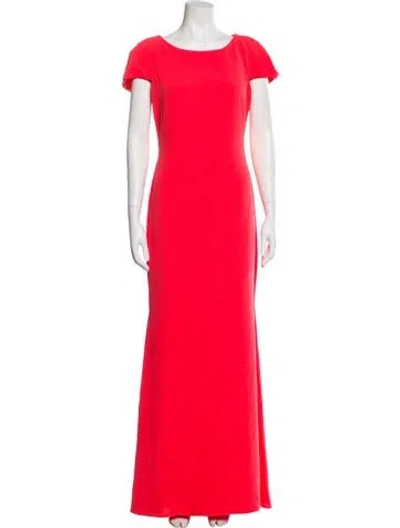 Pre-owned Badgley Mischka Bateau Neckline Long Dress In Orange