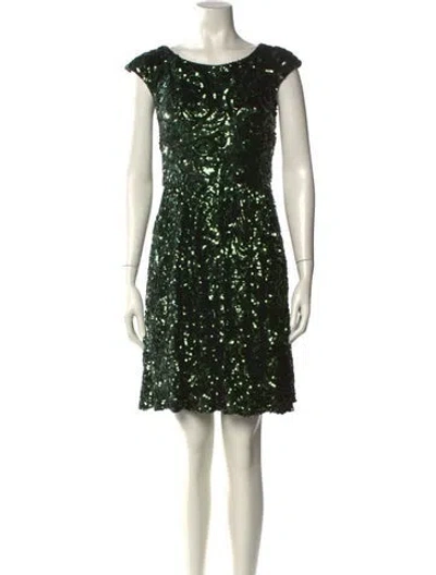 Pre-owned Badgley Mischka Bateau Neckline Mini Dress In Multi