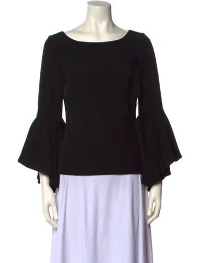 Pre-owned Badgley Mischka Bateau Neckline Three-quarter Sleeve Top W/ Tags In Black