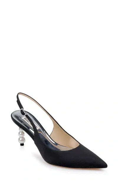 Badgley Mischka Beatrix Slingback Pointed Toe Pump In Black Crep