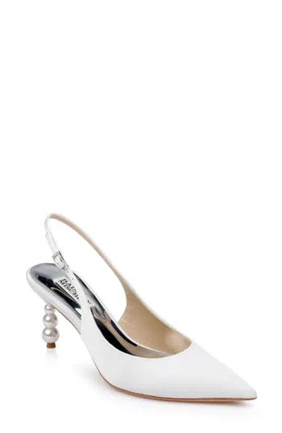 Badgley Mischka Beatrix Slingback Pointed Toe Pump In Wht Crep