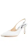 Badgley Mischka Collection Beatrix Slingback Pointed Toe Pump In White