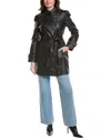 Badgley Mischka Belted Leather Coat In Black