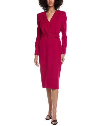 Badgley Mischka Belted Midi Dress In Purple