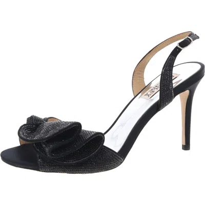 Badgley Mischka Bhfo Womens Bow Leather Slingback Heels In Black