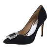 Badgley Mischka Cher Satin Buckle Cocktail High-heel Pumps In Black