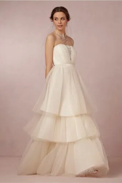 Pre-owned Badgley Mischka Bhldn  Faye Wedding Gown Size 10 Tulle Ivory Retail $1,000 In White