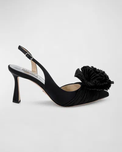 BADGLEY MISCHKA BLAIRE SILK FLOWER SLINGBACK PUMPS