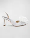 BADGLEY MISCHKA BLAIRE SILK FLOWER SLINGBACK PUMPS