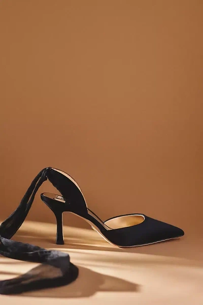 Badgley Mischka Blaze Satin Bow Stiletto Heels In Black