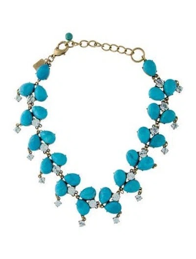 Pre-owned Badgley Mischka Blue Stone & Crystal Collar Necklace, 19"