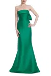 Badgley Mischka Women's Draped Bow Stretch-mikado Gown In Gold