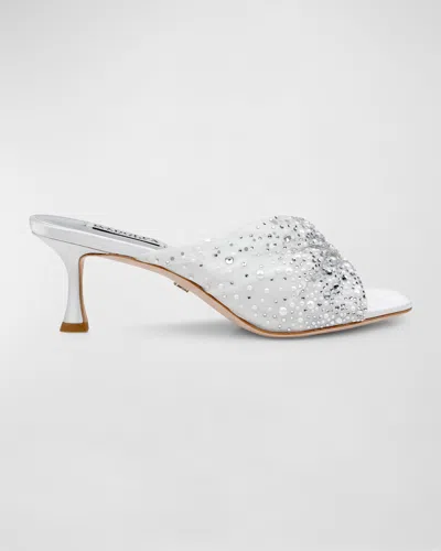 Badgley Mischka Collection Brandy Slide Sandal In White Satin