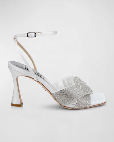 Badgley Mischka Brinlee Embellished Ankle-strap Sandals In Soft White