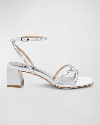 Badgley Mischka Collection Brisa Ankle Strap Sandal In White Satin
