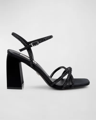 BADGLEY MISCHKA BRIXLEY STRASS ANKLE-STRAP SANDALS