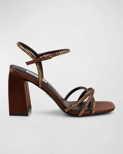 Badgley Mischka Brixley Strass Ankle-strap Sandals In Chocolate
