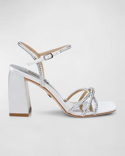 Badgley Mischka Brixley Strass Ankle-strap Sandals In Soft White