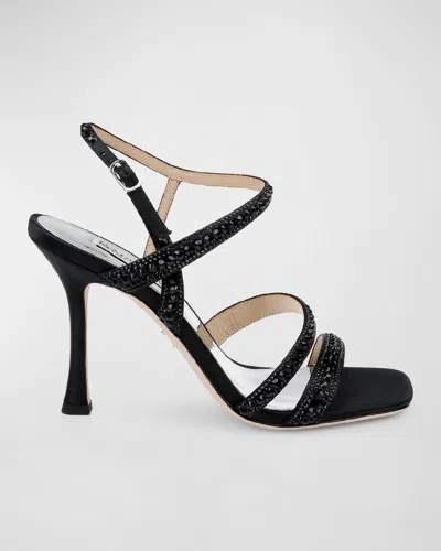 BADGLEY MISCHKA BRYNLEE PEARLY SILK ANKLE-STRAP SANDALS